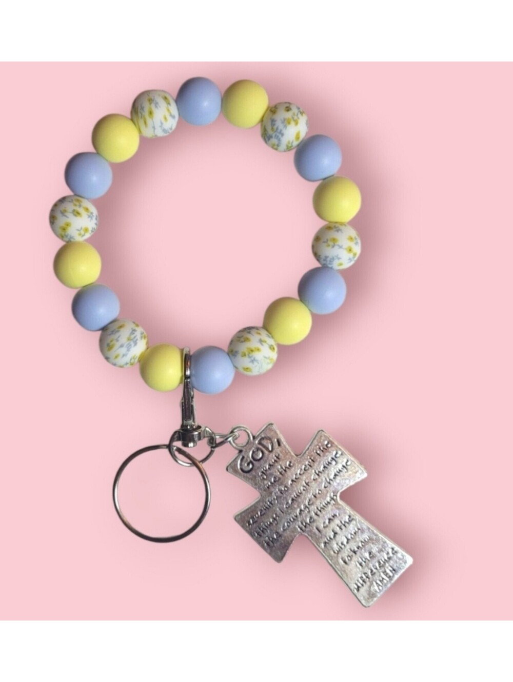 Christian Faith Cross Serenity Prayer Keychain